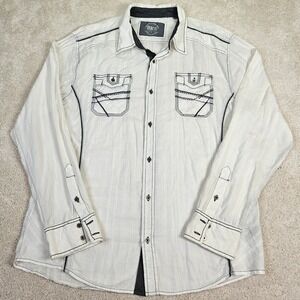Mens BKE Athletic Fit Button Down Shirt Size XL White Long Sleeve Western Cotton